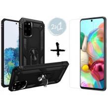 Комплект Силиконов гръб Hybrid със стъклен протектор за Samsung A71
