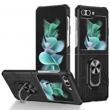 Силиконов гръб TPU Hybrid Magnetic Finger Ring Car Holder за Samsung Z Flip 5 - черен