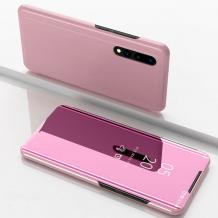Луксозен калъф Clear View Cover с твърд гръб за Huawei P30 - Rose Gold