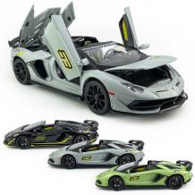 Метална кола с отварящи се врати капаци светлини и звуци Lamborghini Aventador SVJ 63 1:24