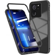 Магнитен калъф Bumper Case 360° FULL за Xiaomi 13T / 13T Pro - прозрачен / черна рамка