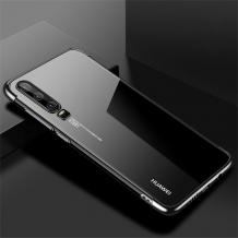 Луксозен силиконов калъф / гръб / TPU за Huawei P Smart Pro 2019 - прозрачен / черен кант