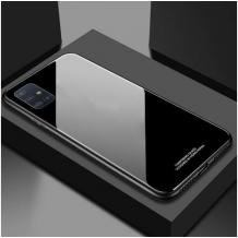 Луксозен стъклен твърд гръб за Samsung A41 A415 - черен