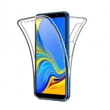 Tвърд гръб 360° със силиконова част за Samsung S21 - прозрачен