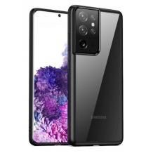Луксозен гръб GKS за Samsung S22 Ultra - прозрачен / черен кант