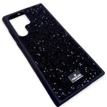 Луксозен твърд гръб / кейс / Swarovski за Samsung S22 Ultra 5G - черен / камъни
