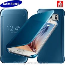 Страничен флип калъф Clear View Cover за Samsung S6 G920 - син