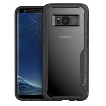 Луксозен твърд гръб със силиконов кант IPAKY за Samsung S8 Plus G955 - прозрачен / черен кант