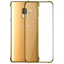 Оригинален твърд гръб Clear Cover EF-QG960 за Samsung S9 G960 - прозрачен със златист кант