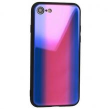 Луксозен стъклен твърд гръб Vennus за Huawei Y6 2018 / Honor 7A - преливащ / синьо и розово