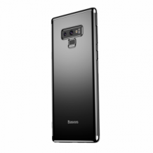 Луксозен силиконов калъф / гръб / TPU Baseus Glitter Caseза за Samsung Note 9 - прозрачен / черен кант