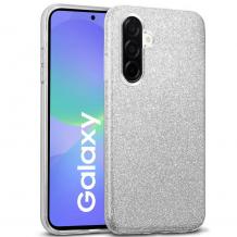 Силиконов калъф / гръб / кейс за Samsung A37 - сребрист / брокат