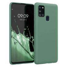 Луксозен силиконов калъф / гръб / Nano TPU за Samsung A21s - тъмно зелен
