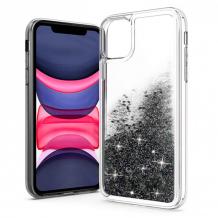 Луксозен твърд гръб 3D Water Case за Samsung A10 - прозрачен / течен гръб с брокат / черен