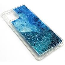 Луксозен силиконов калъф / гръб / tpu 3D Water Case със стойка за Samsung A51 - мрамор / син брока