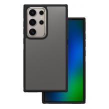 Луксозен гръб / кейс / Crystal Black Case за Samsung S24 Ultra - черен мат / сив кант