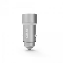 Зарядно за кола LDNIO C302 / DC 12V -24V / с 2 USB порта 3.6A за Apple iPhone 5 / iPhone 5S / iPhone SE / iPhone 6 / iPhone 6 Plus / iPhone 7 - сребристо