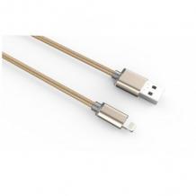 Оригинален USB кабел LDNIO LS-08 за Apple iPhone 5 / iPhone 5S / iPhone SE / iPhone 6 / iPhone 6 Plus / iPhone 7 - златен / кръгъл