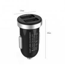 Зарядно за кола LDNIO DL-C22 / DC 12V -24V / с 2 USB порта 5V / 2.1A за Samsung , Sony , HTC , Nokia , LG , Huawei, ZTE, Lenovo и др
