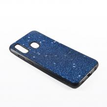 Луксозен силиконов калъф / гръб / TPU Sparking Case за Huawei P30 Lite - син брокат / черен кант