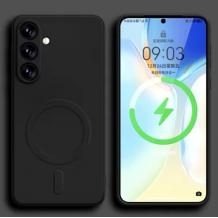 Силиконов калъф / гръб / с безжично зареждане MagSafe за Samsung A16 - черен с протектори за камерите