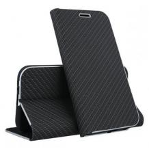 Луксозен кожен калъф Flip тефтер Vennus за Samsung S21 - черен / carbon