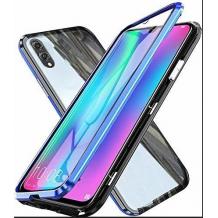 Магнитен калъф Bumper Case 360° FULL за Huawei Y5 2019 - прозрачен / синя рамка