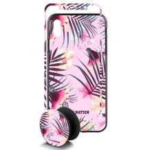 Луксозен твърд гръб 3in1 със стъклен протектор и Popsocket за Samsung J5 2016 J510 - розови цветя