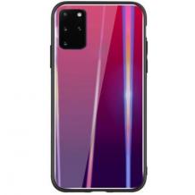 Луксозен стъклен твърд гръб Aurora за Samsung S20 - преливащ / цикламено