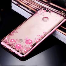 Луксозен силиконов калъф / гръб / TPU с камъни за Huawei Y7 2018