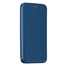 Кожен калъф Flip тефтер със стойка OPEN за Samsung S24 - тъмно син