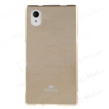 Луксозен силиконов калъф / кейс / TPU Mercury GOOSPERY Jelly Case за Sony Xperia Z5 - златист с брокат