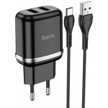 Зарядно устройство HOCO N4 220V / Dual USB to Type C