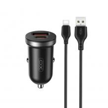 Зарядно устройство за кола комплект XO CC56 PD 30W QC 1x USB 1x USB-C с кабел USB - USB-C 12V / 24V