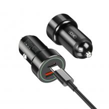 Зарядно устройство за кола 12V / 24V комплект XO TZ11 с USB и Type C изход QC 3.0 с кабел Lightning-Type C 3A