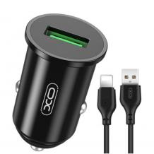 Зарядно за кола комплект XO TZ12 с USB изход QC 3.0 с кабел Lightning-USB 12V 3A