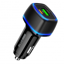 Универсално зарядно за кола преходник адаптер BLUE Power BBZ14A с USB и type C изход 12V 20W - черно