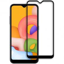 3D full cover Tempered glass screen protector Samsung A01 / Извит стъклен скрийн протектор Samsung A01 - черен